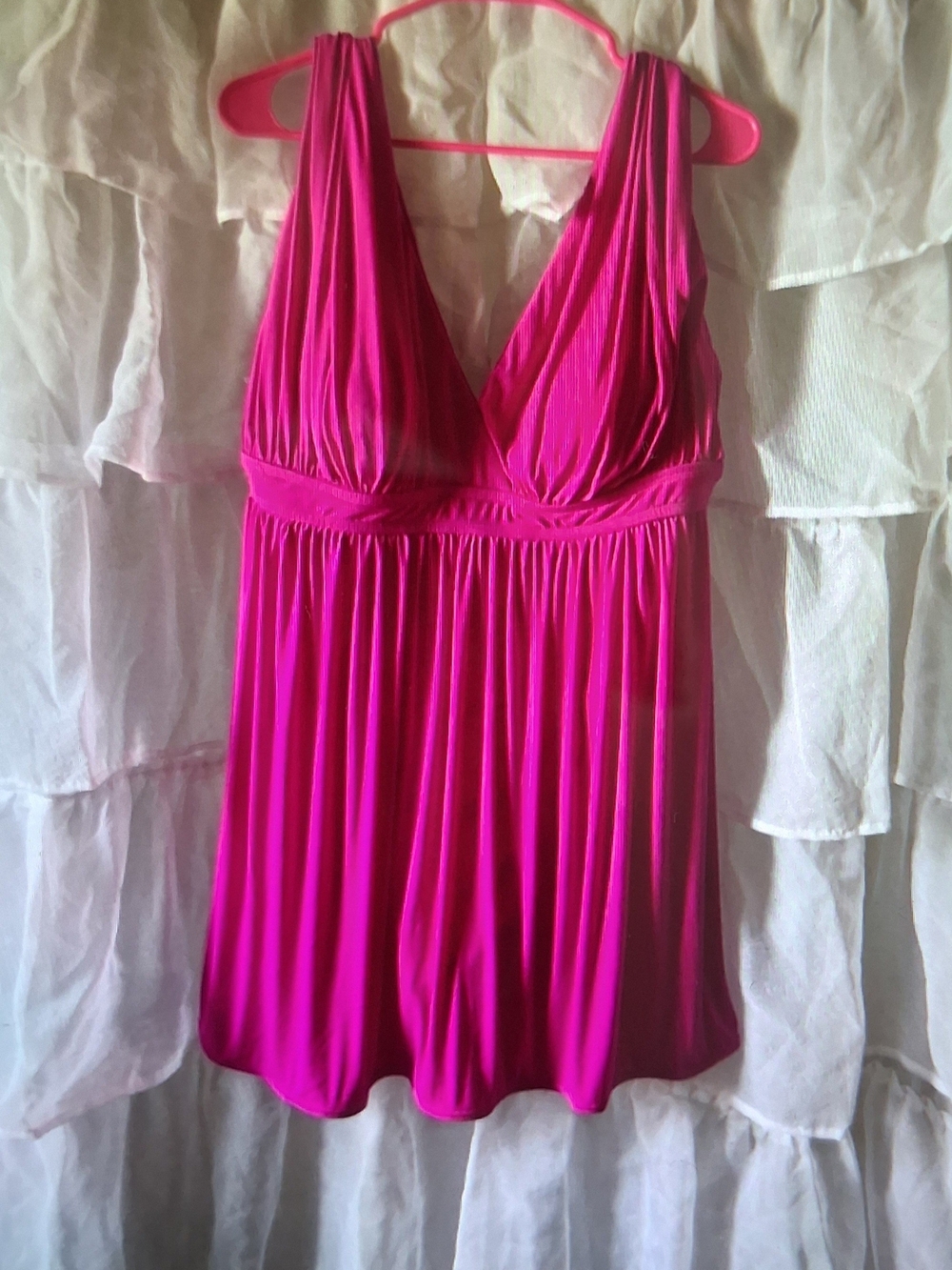 Bright Fuchsia Sleeveless V-Neck Swimdress
